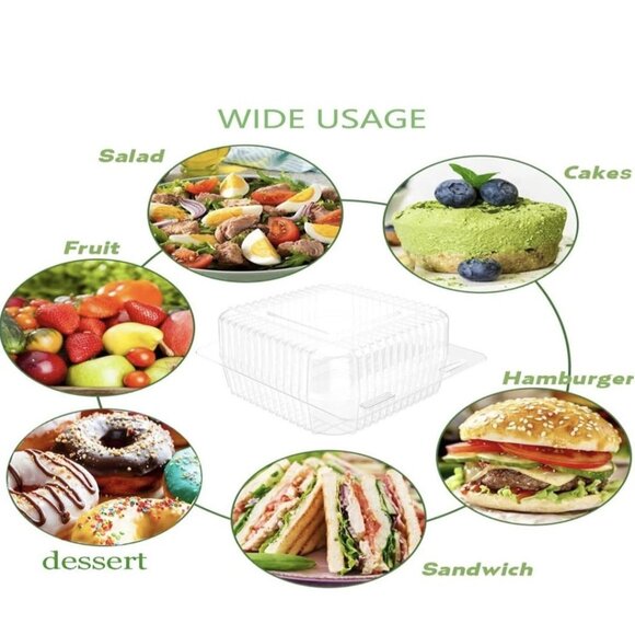 100 Count Clear Plastic Hinged Take Out Containers Clamshell Takeout Tray Foo... - Picture 6 of 6